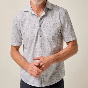 Johnnie-O Kayce Hangin Out Mens Small Lapis Blue Floral Shirt JMWS100130